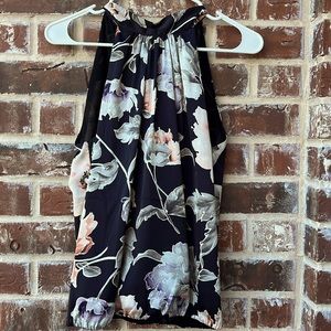 WHBM black floral halter top